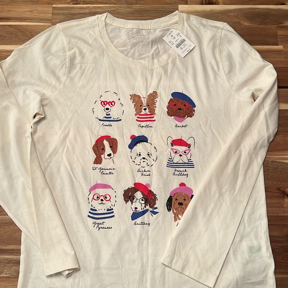 New with tag. J crew super cute long sleeve tee size medium